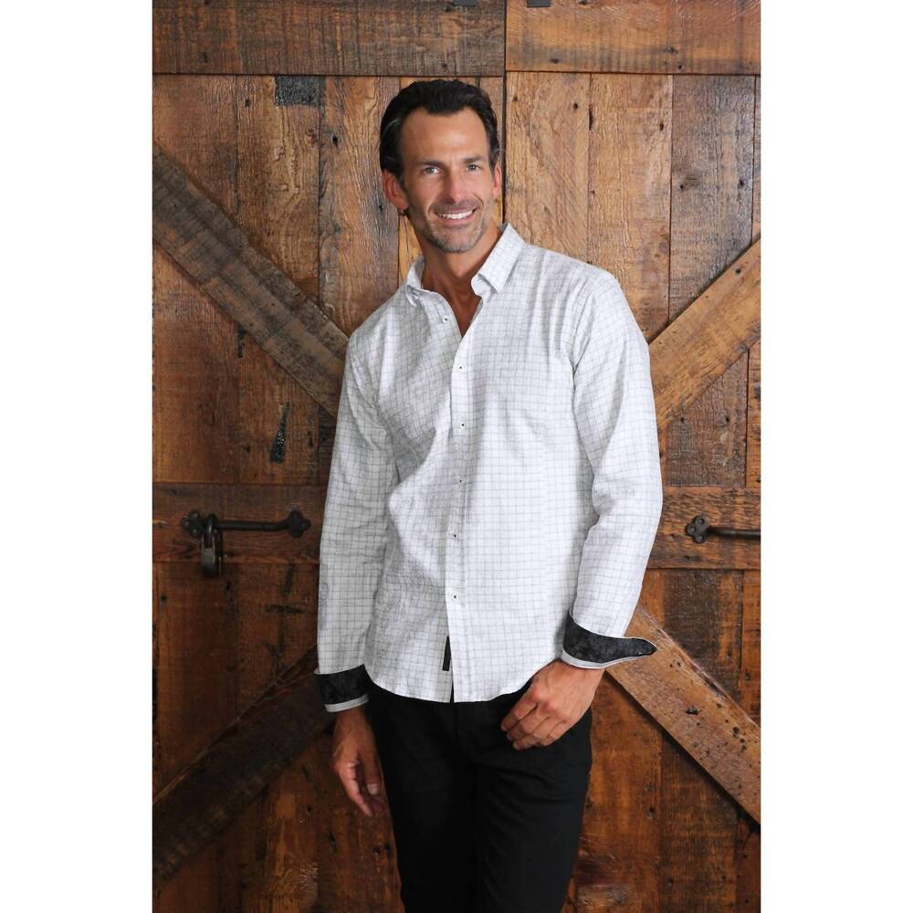 NEW EIGHT X check button down shirt with paisley in white